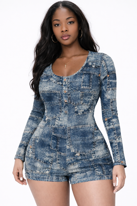 Midnight Muse Button-Front Pajama Rompers